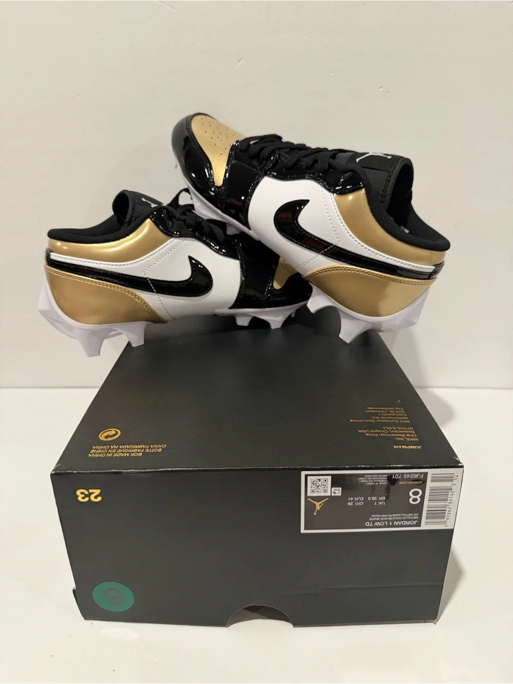 Nike Air Jordan 1 Low TD 'Metallic Gold Black White' (FJ6245-701) Size 8